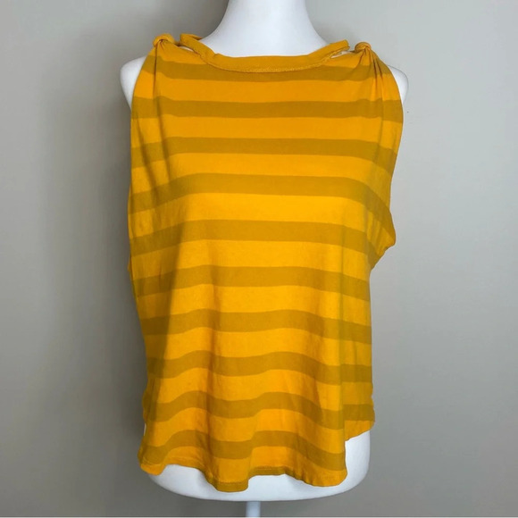 Free People We The Free Striped Tank Top Twist Shoulder Cut Out Yellow Gold Sz M - Picture 4 of 13